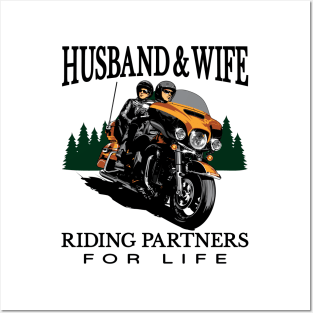 Husband & wife riding partners for life, Biker Posters and Art
